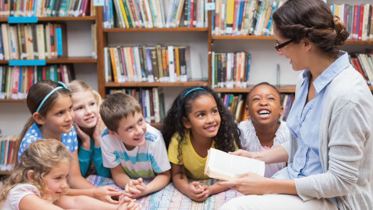 Teacher reading to class