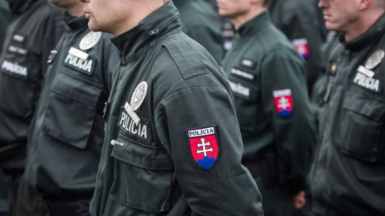 Slovak policement standing in uniform